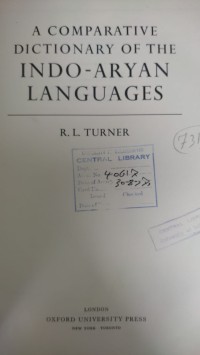 Image of A COMPARATIVE DICTIONARY INDO- ARYAN LANGUAGES