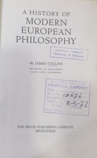 Image of AHISTORY OF MODERN EUROPEAN OHILOSOPHY