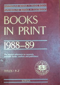 Image of BOOKS IN PRINT 1988--89
