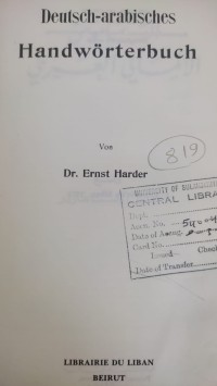 Image of Deutsch- arabiisches Hand worterbuch