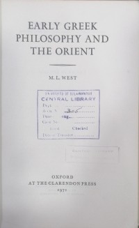 Image of EARLY GREEK PHILOSOPHY AND THE ORIENT