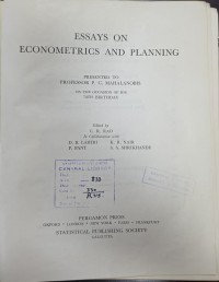 Image of Essays on Econometrics and Planning