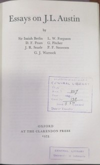 Image of Essays on J. L. Austion