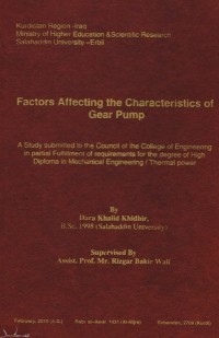 Image of FACTORS AFFECTING THE CHARACTERISTICS OF GEAR PUMP