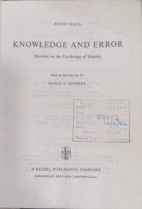 Image of KNOWLEDGE AND ERROR