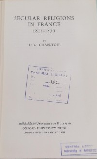 Image of SECULAR RELIGIONS IN FRANCE 1815-1870