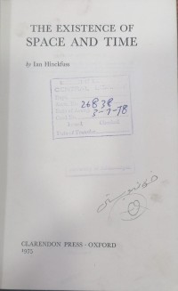 Image of THE EXISTENCE OF SPACE AND TIME